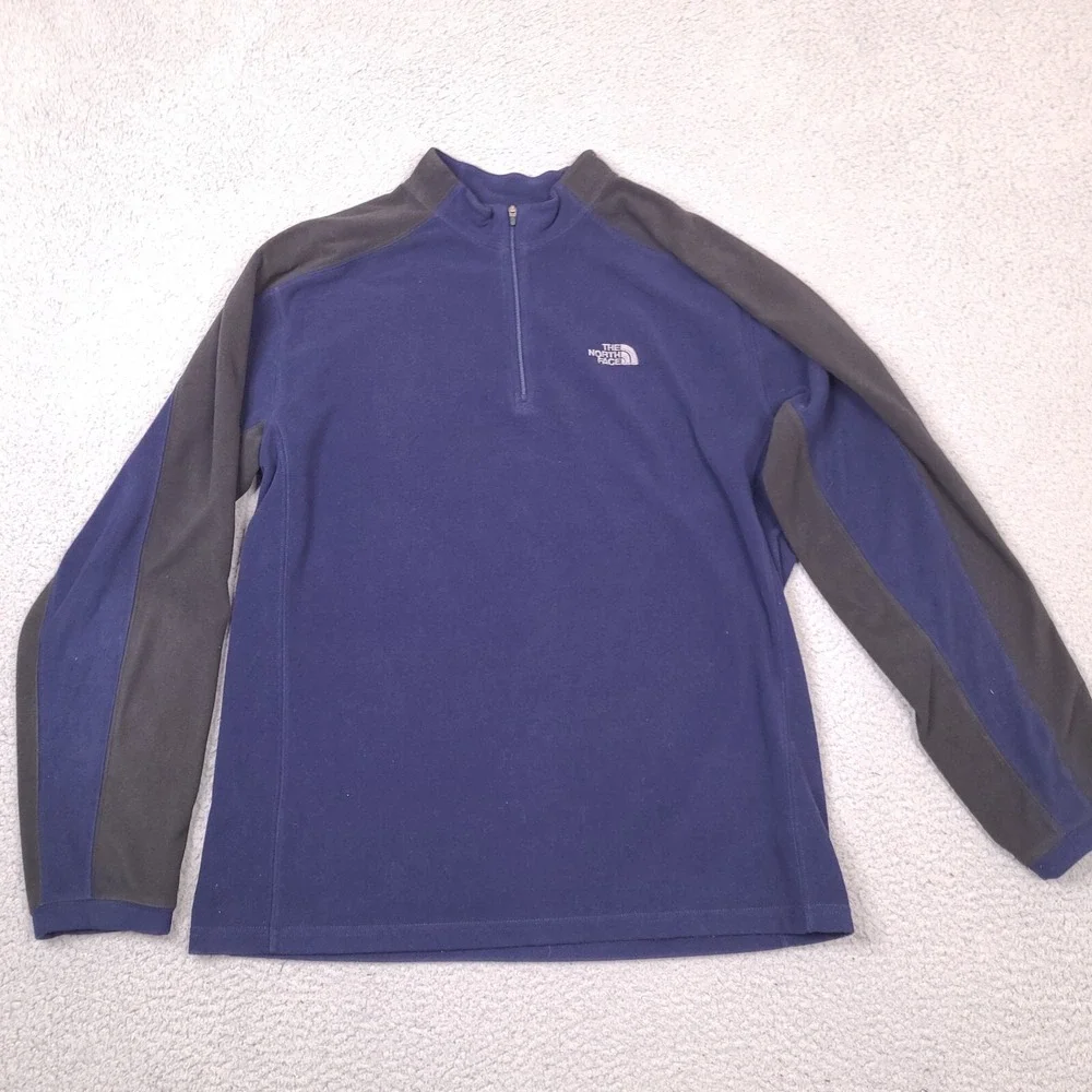 The North‎ Face Sweater Mens Large Blue 1/4 Zip Fleece Long Sleeve TKA 100